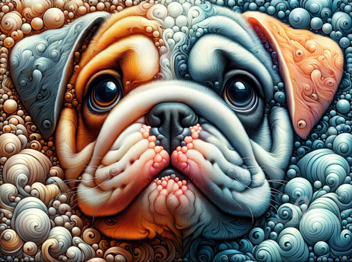 Digital Arts titled "Bulldog adorabile c…" by Angelo Arcamone, Original Artwork, AI generated image