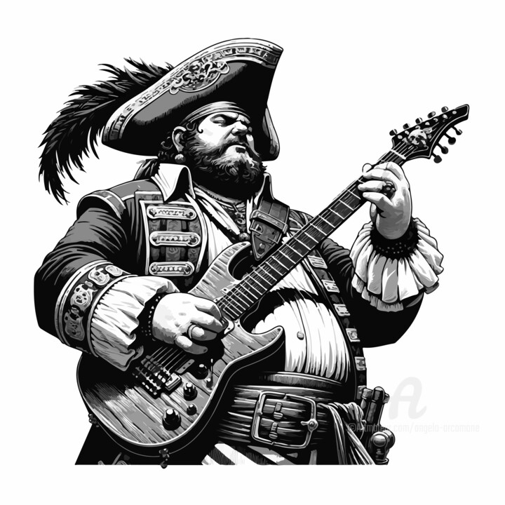 Digital Arts titled "pirate man playing…" by Angelo Arcamone, Original Artwork, AI generated image