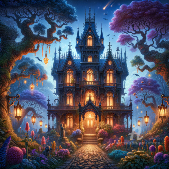 Arte digital titulada "Fantasy Manor: The…" por Angelo Arcamone, Obra de arte original, Imagen generada por IA