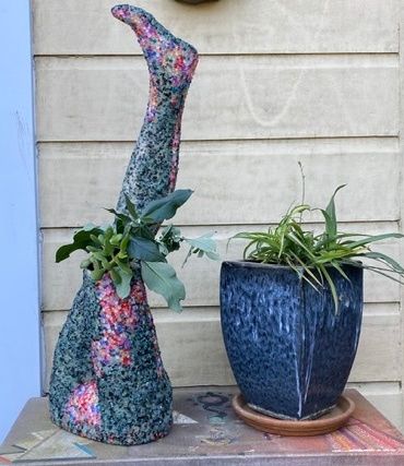 Sculpture titled "Garden Sculpture Leg" by Angelo Dipietrantonio, Original Artwork, Mosaic