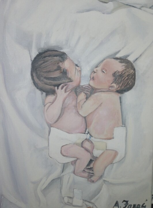 Peinture intitulée "L' abbraccio" par Angelo Faraci, Œuvre d'art originale, Huile