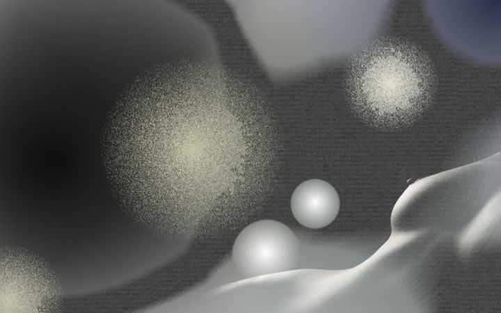 Grafika cyfrowa / sztuka generowana cyfrowo zatytułowany „Etude with Balls 1” autorstwa Angelo Kerelov, Oryginalna praca, 2D…