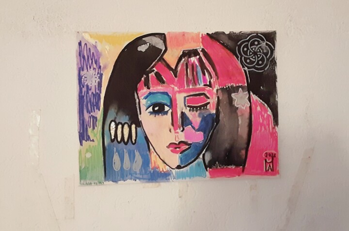 Painting titled "Cleopatra" by Angelo Marzullo, Original Artwork, Acrylic Mounted on Wood Panel