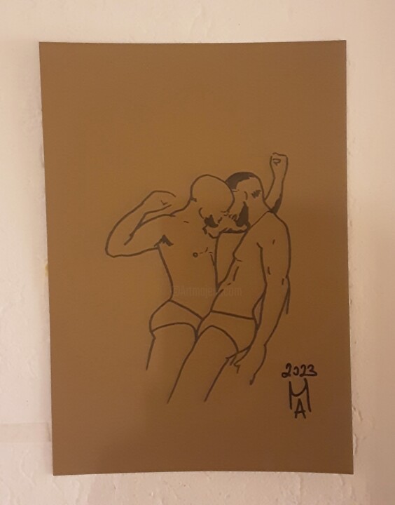 Картина под названием "Sauna" - Angelo Marzullo, Подлинное произведение искусства, Акрил