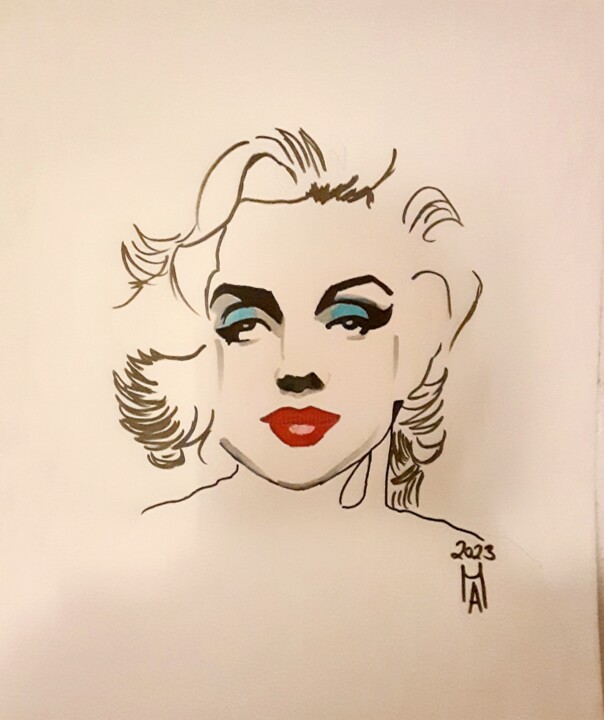 Peinture intitulée "Die feine Marilyn." par Angelo Marzullo, Œuvre d'art originale, Acrylique
