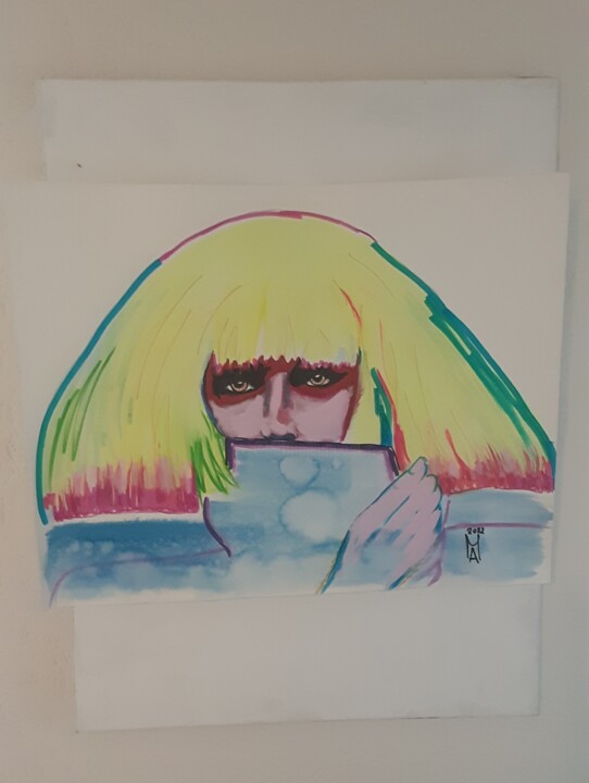 Painting titled "Lady Gaga." by Angelo Marzullo, Original Artwork, Acrylic