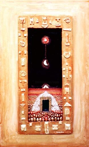 Painting titled "Porte della Notte" by Angelo Mazzoleni, Original Artwork, Oil