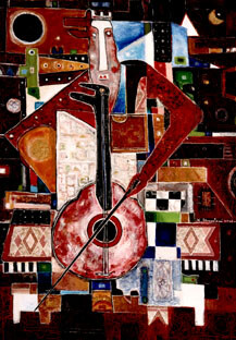 Peinture intitulée "violoncellista" par Angelo Mazzoleni, Œuvre d'art originale