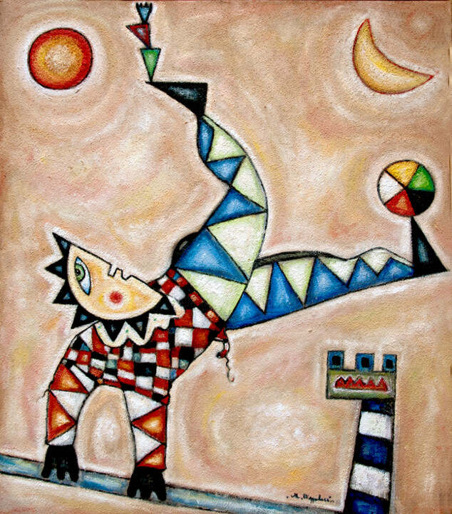 Malerei mit dem Titel "Equilibri instabili…" von Angelo Mazzoleni, Original-Kunstwerk, Öl