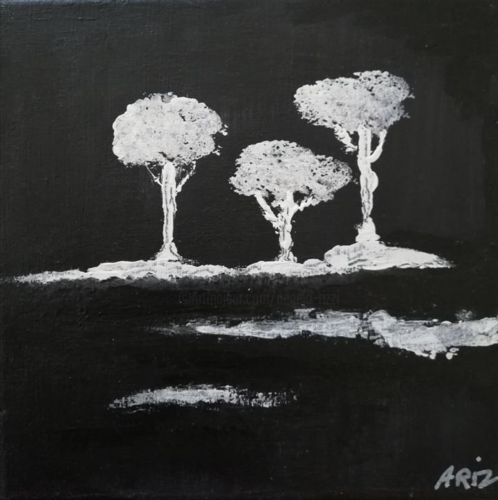 Malerei mit dem Titel "Black and White" von Angelo Rizzi, Original-Kunstwerk, Acryl