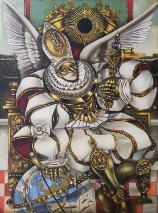 Painting titled "The White King" by Angelo Corsi, Original Artwork, Acrylic