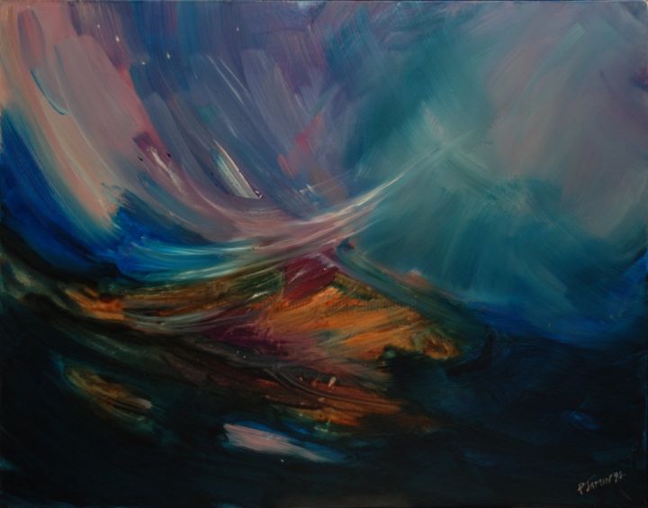 Painting titled "Vent stellaire" by Philippe Jamin, Original Artwork, Acrylic Mounted on Wood Stretcher frame