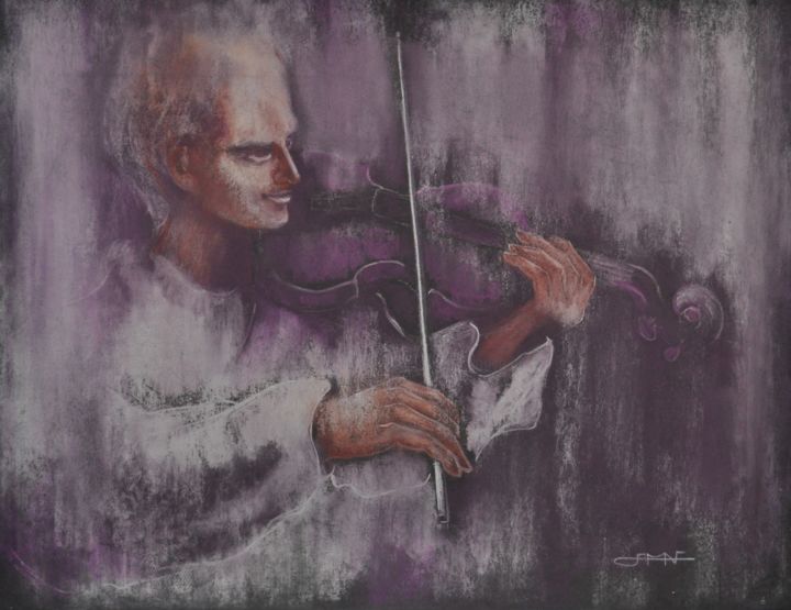 "Le violonniste" başlıklı Resim Philippe Jamin tarafından, Orijinal sanat, Pastel