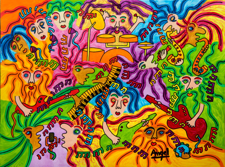 Painting titled "Supergrupo" by Angel Ripoll, Original Artwork, Acrylic