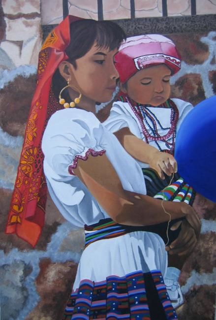 Painting titled "Fiesta en Malinalco" by Angels, Original Artwork, Oil