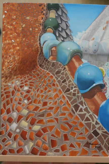 Painting titled "Casa Batllo" by Angels, Original Artwork, Oil