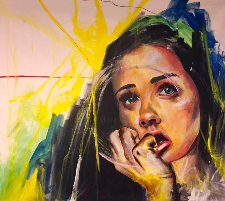 Malerei mit dem Titel "infinita dark" von Angelucci Luisa, Original-Kunstwerk,