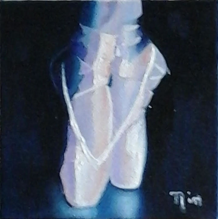 Pittura intitolato "Chaussons de danse…" da Nin Angem, Opera d'arte originale, Olio
