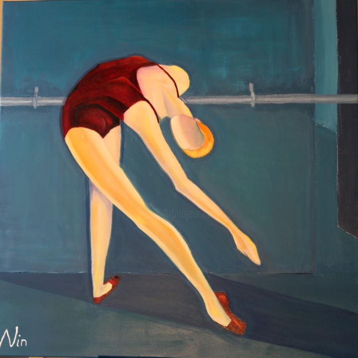 Painting titled "Danseuse à l'entrai…" by Nin Angem, Original Artwork, Acrylic