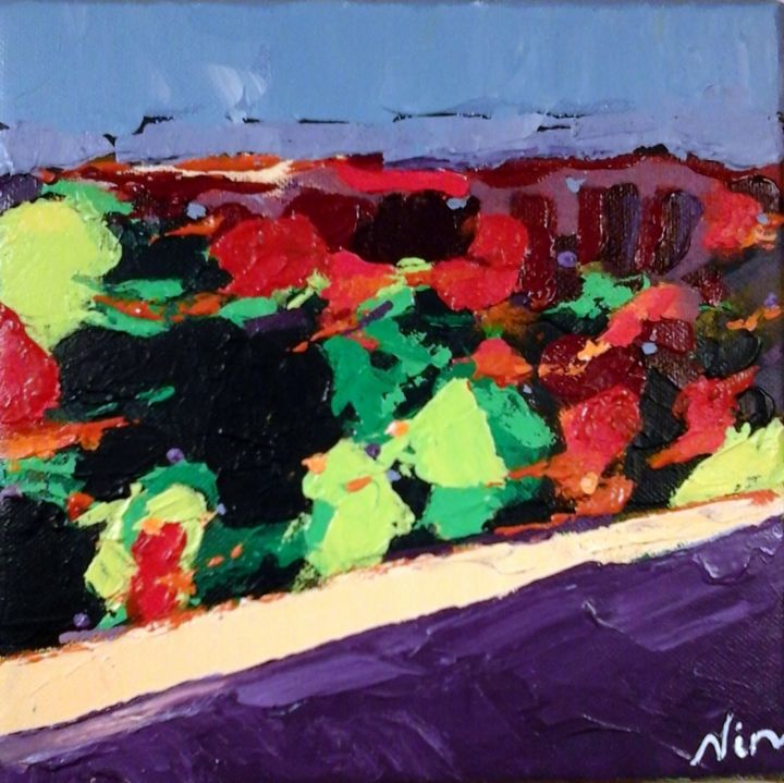 Malerei mit dem Titel "Paysage" von Nin Angem, Original-Kunstwerk, Acryl