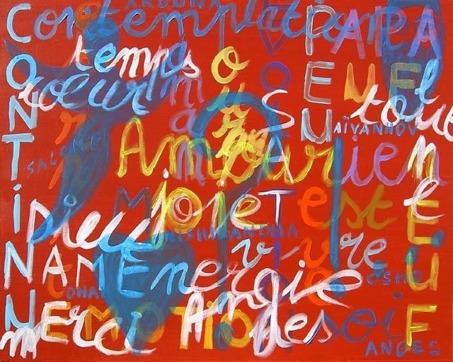 Painting titled "Mots, noms, sur mon…" by Anges, Original Artwork