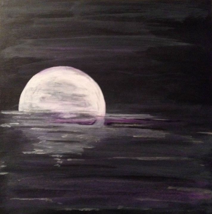 Painting titled "Night Moon" by Angie Chapman, Original Artwork, Acrylic