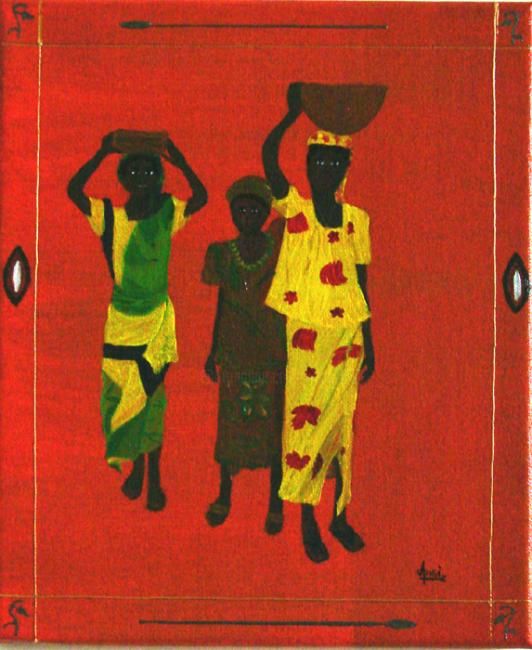 Pittura intitolato "Les trois filles" da Aam, Opera d'arte originale