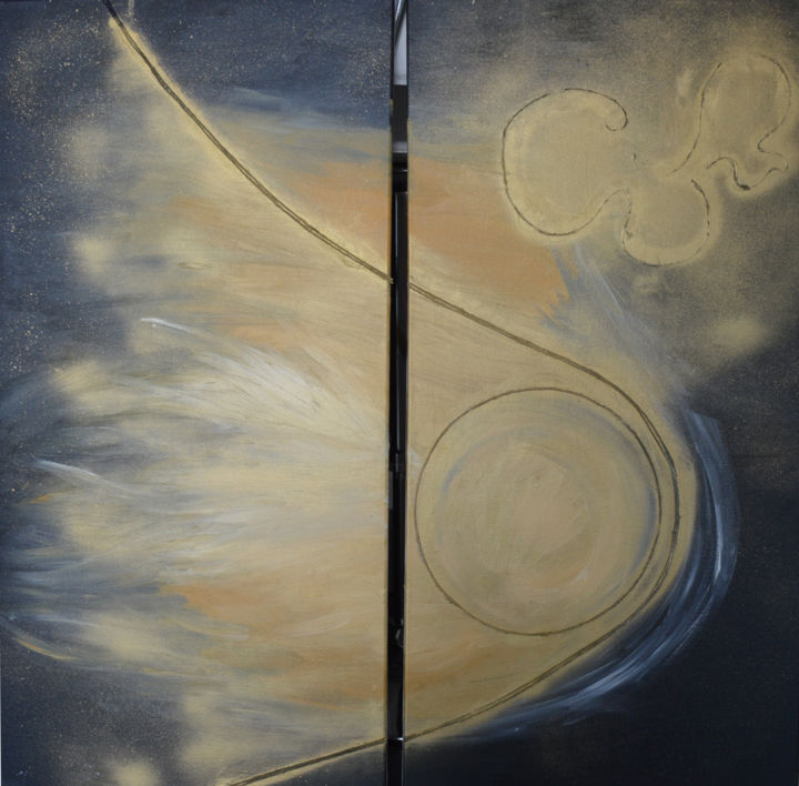 "gold-comet-painting…" başlıklı Tablo Angie tarafından, Orijinal sanat, Petrol