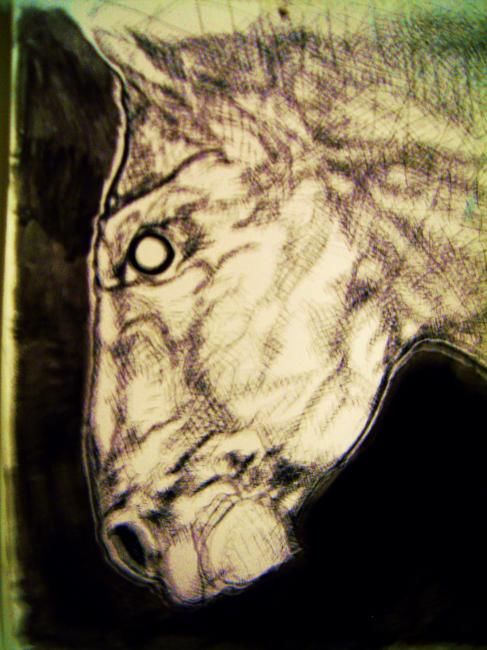 Painting titled "ghost horse" by Chris Cedar, Original Art, Oil