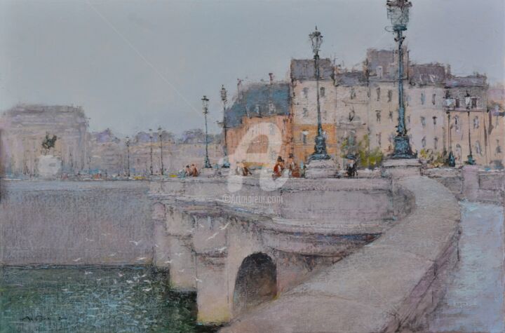 Pittura intitolato "Paris pont Neuf" da Andrey Guk, Opera d'arte originale, Olio