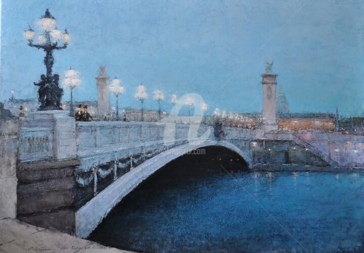 Schilderij getiteld "Paris. Pont Alexand…" door Andrey Guk, Origineel Kunstwerk, Olie