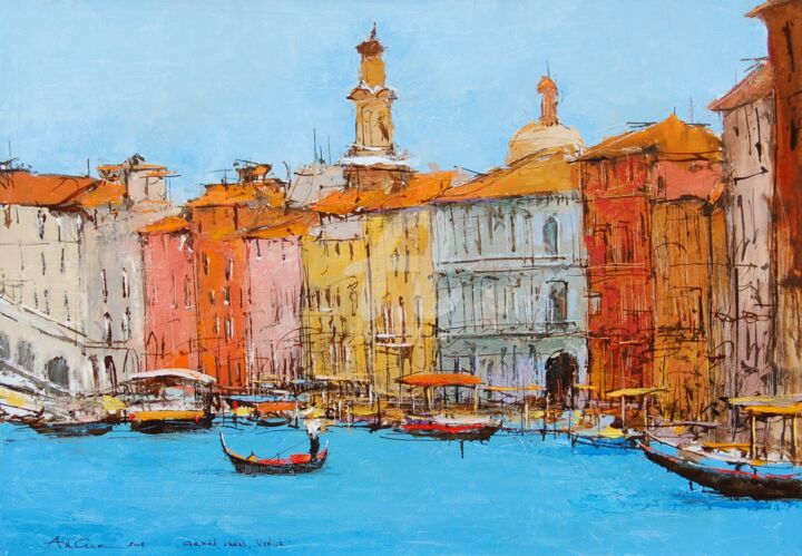 Painting titled "Italy, Venice." by Andrey Guk, Original Artwork, Oil