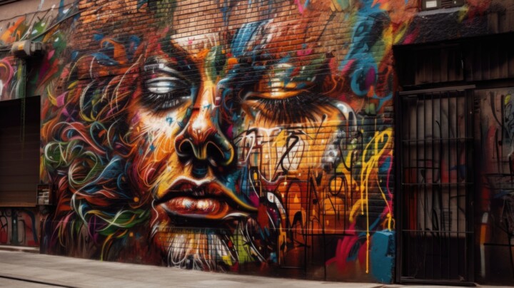 Digital Arts titled "Graffiti Street Art" by Angus Finlayson, Original Artwork, AI generated image