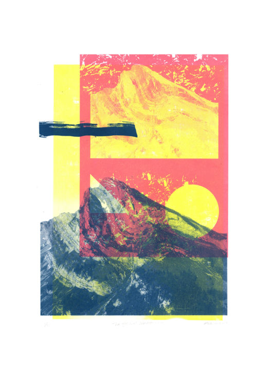 Incisioni, stampe intitolato "The Folded Mountain" da Angus Vasili, Opera d'arte originale, Serigrafia
