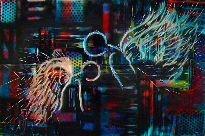 Peinture intitulée "La Rencontre Des An…" par Sliwinski, Œuvre d'art originale, Acrylique