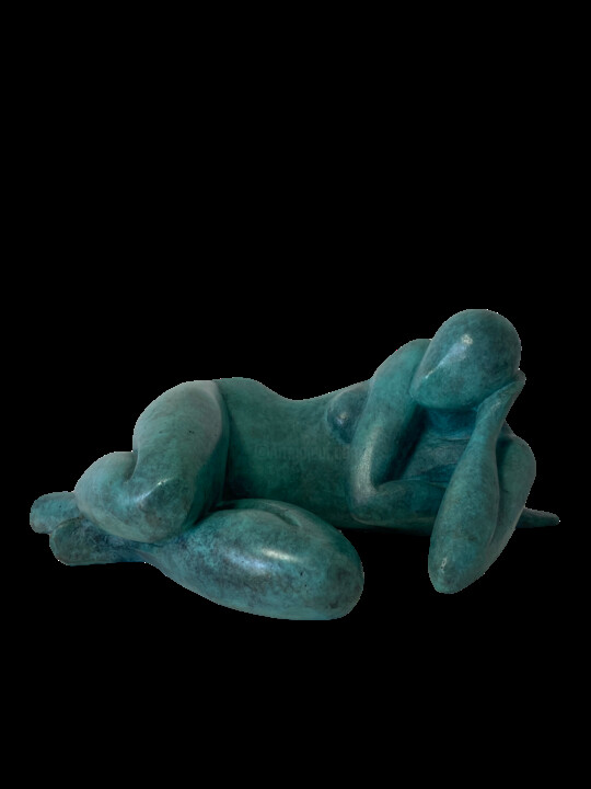 Sculpture titled "La Rêveuse" by Anh Diù, Original Artwork, Bronze