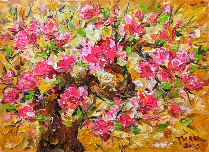 Картина под названием "Peach blossom 1" - Anh  Tuan Le, Подлинное произведение искусства, Акрил