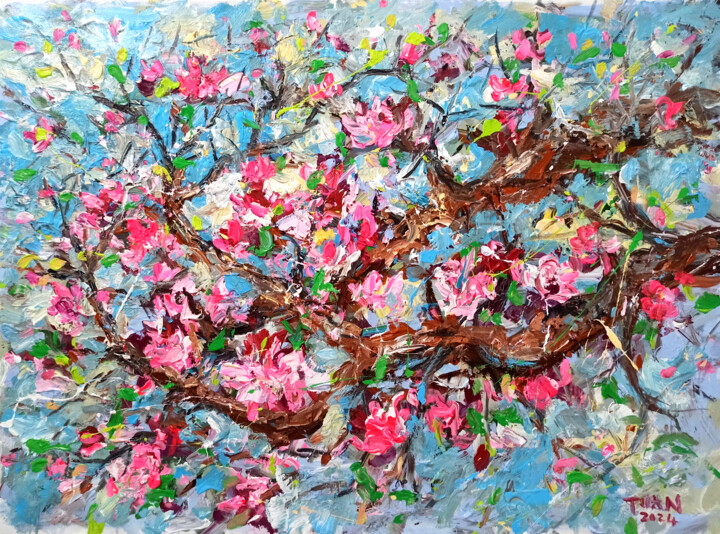 Pintura intitulada "cherry blossoms ful…" por Anh  Tuan Le, Obras de arte originais, Acrílico