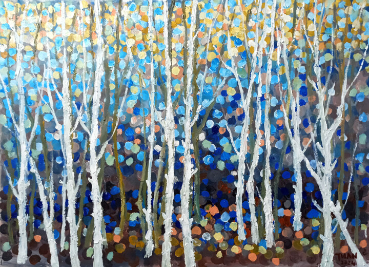 Painting titled "SPRING FOREST 2" by Anh  Tuan Le, Original Artwork, Acrylic