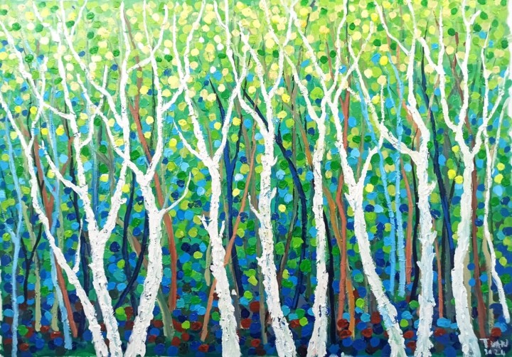 Картина под названием "Spring Tree 01" - Anh  Tuan Le, Подлинное произведение искусства, Акрил
