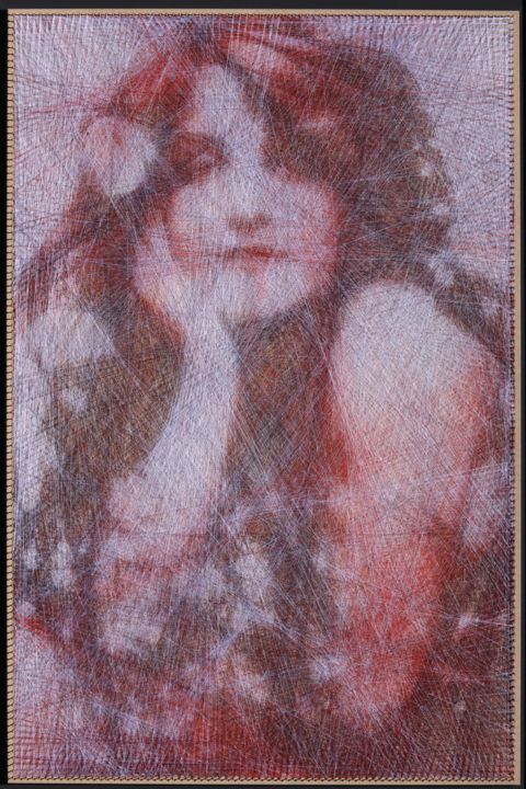 Картина под названием "Primavera" - Ani & Andrew Abakumovs, Подлинное произведение искусства, String Art Установлен на Дерев…