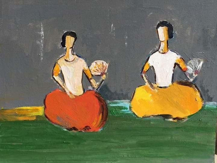 Картина под названием ""Conversation"" - Ани Айрапетян, Подлинное произведение искусства, Акрил