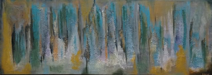 Картина под названием "" The Emerald City "" - Ani Samveli, Подлинное произведение искусства, Акрил Установлен на Подрамник