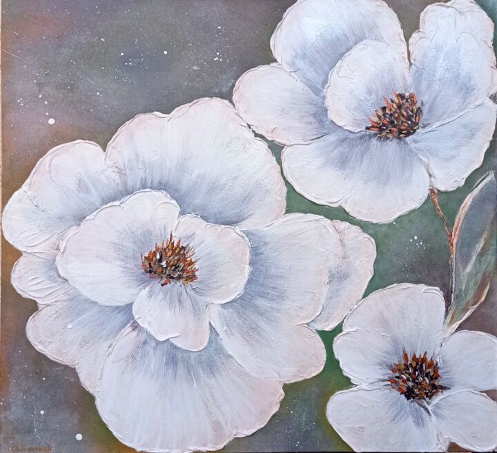 Картина под названием ""Flowers"" - Ani Samveli, Подлинное произведение искусства, Акрил Установлен на Деревянная рама для н…