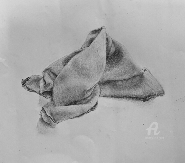 Drawing titled "A cloth" by Ani Zaljan, Original Artwork, Pencil