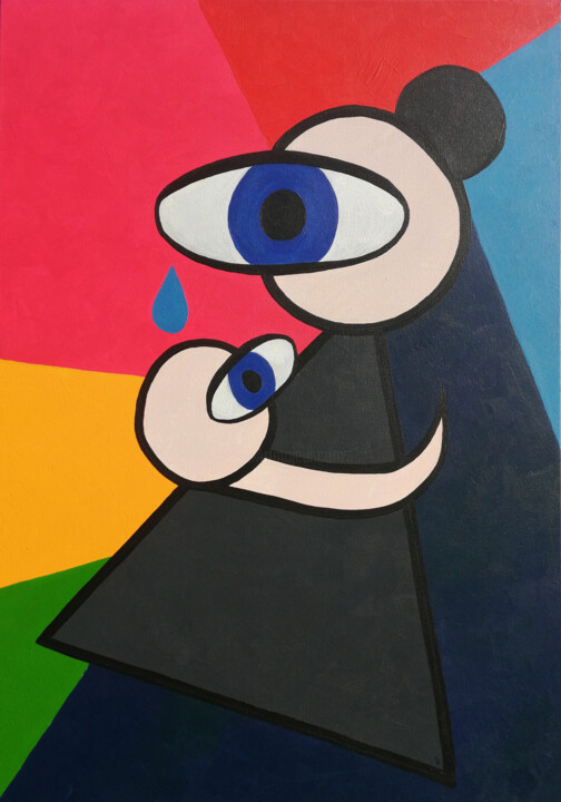 Картина под названием "Mother Cry" - Ania Cho, Подлинное произведение искусства, Акрил Установлен на Деревянная рама для нос…