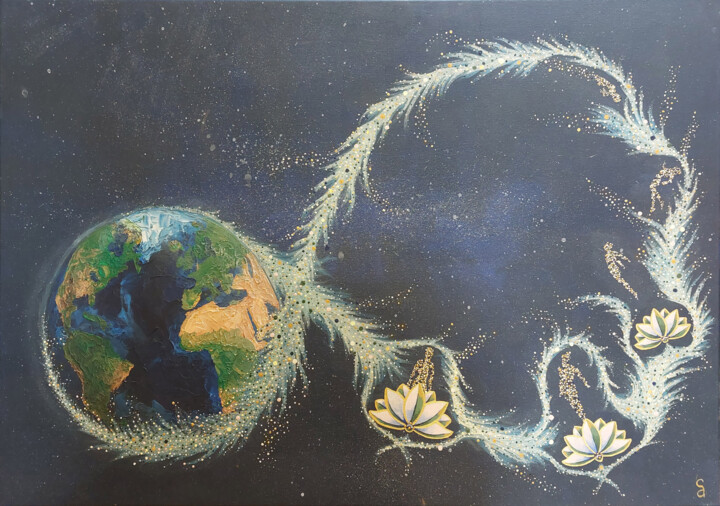 Malarstwo zatytułowany „Ziemskie powroty” autorstwa Ania Cho, Oryginalna praca, Akryl Zamontowany na Drewniana rama noszy