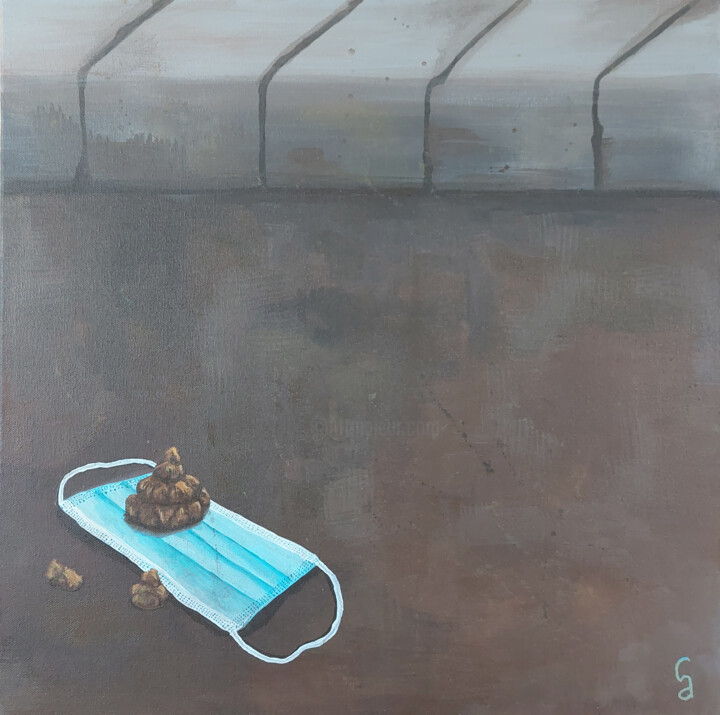 Painting titled "Shit happens" by Ania Cho, Original Artwork, Acrylic Mounted on Wood Stretcher frame
