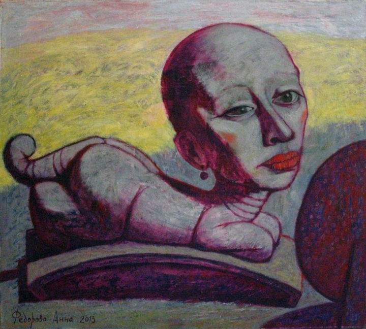 Картина под названием "Сфинкс, смотрящий в…" - Anna Fedorova, Подлинное произведение искусства