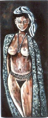 Peinture intitulée "Femme au gris gris" par Armand Pascal Aniambossou, Œuvre d'art originale